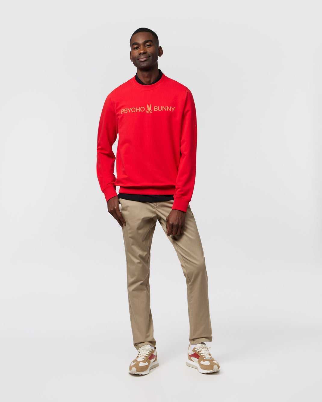 Sweats Psycho Bunny Maywood Crew Sweatshirt Rouge Homme | UKP-28880340